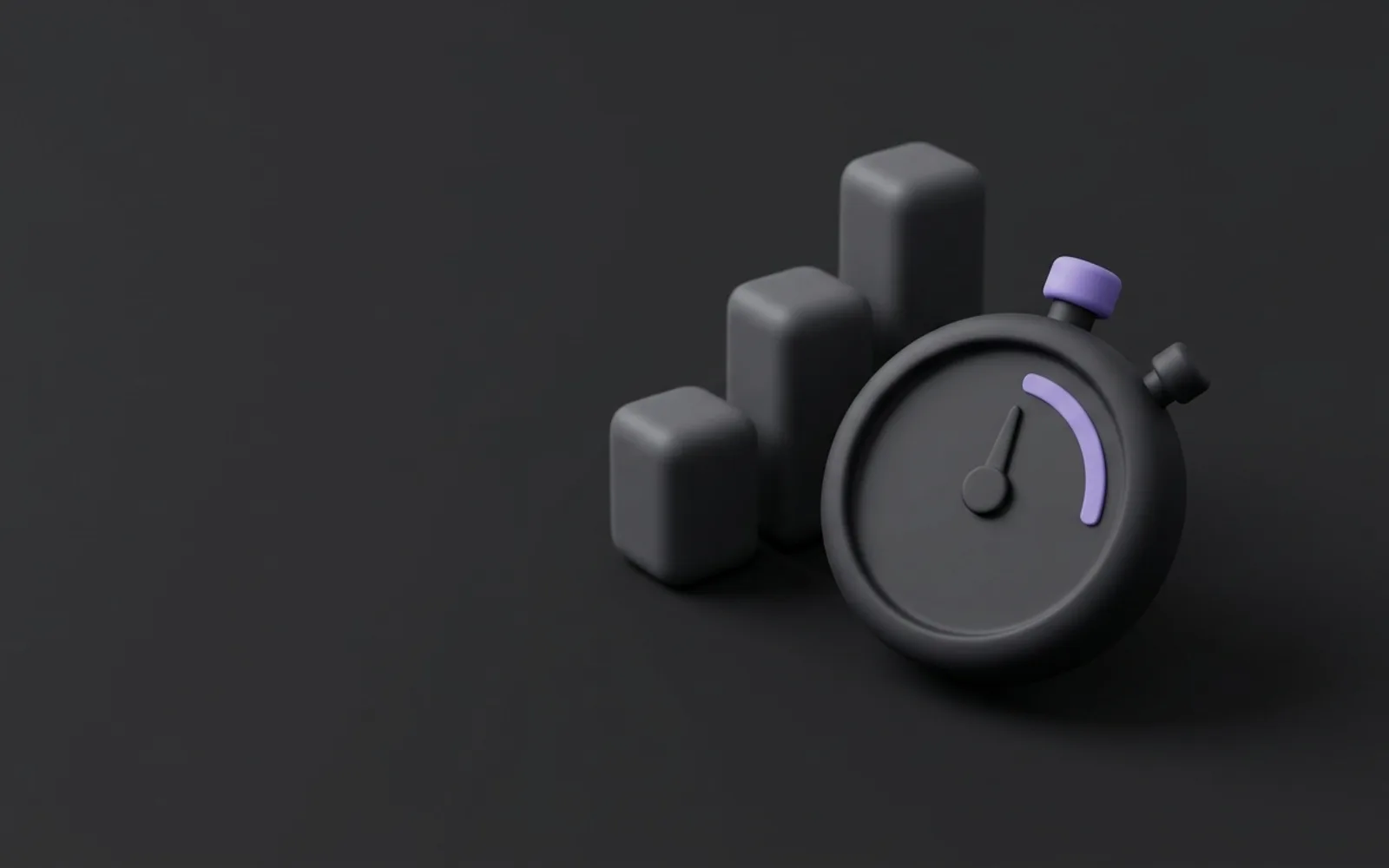 A stopwatch in front of a small bar chart