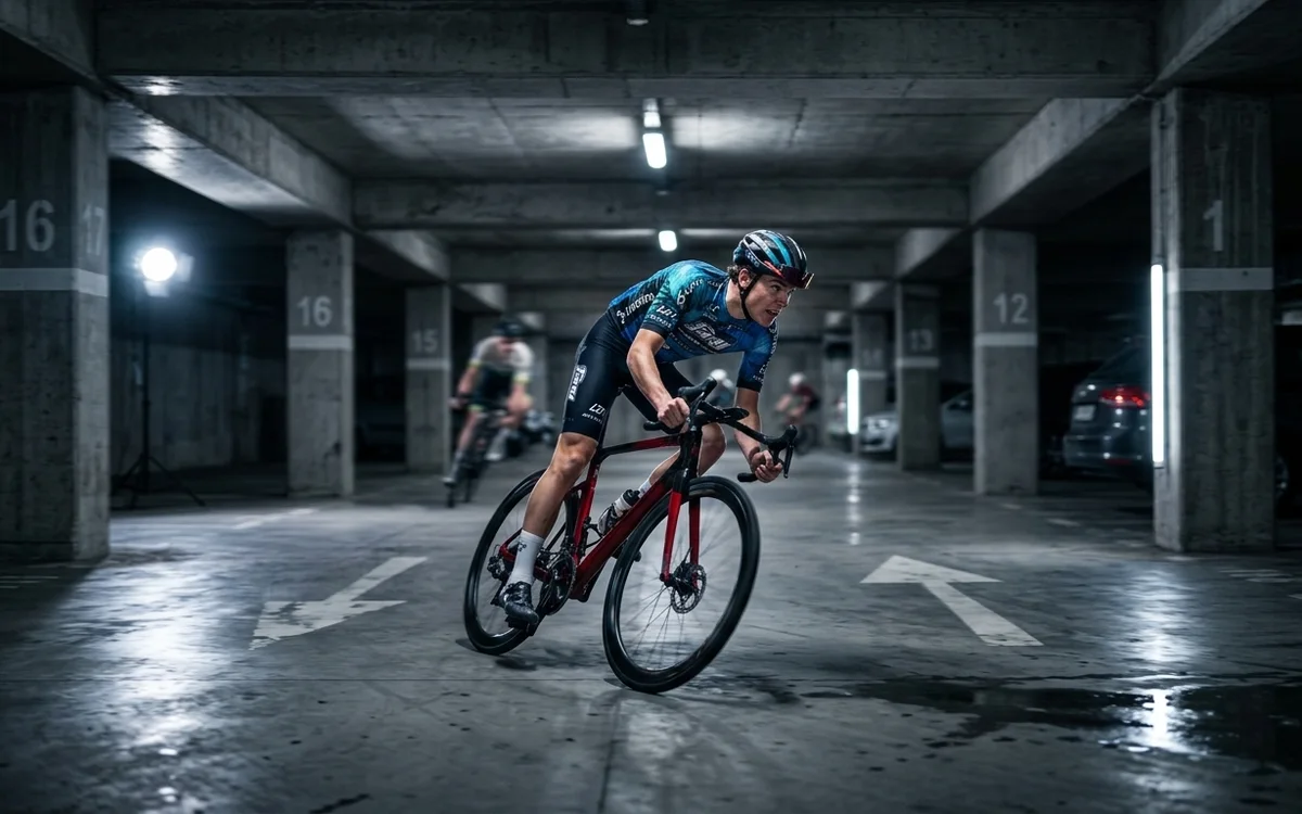 An invitation to a criterium in a car park