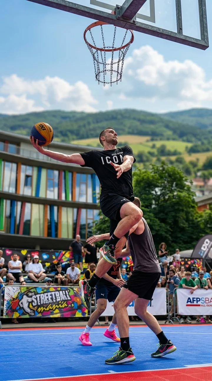 A basketball shop at a streetball tournament, 1