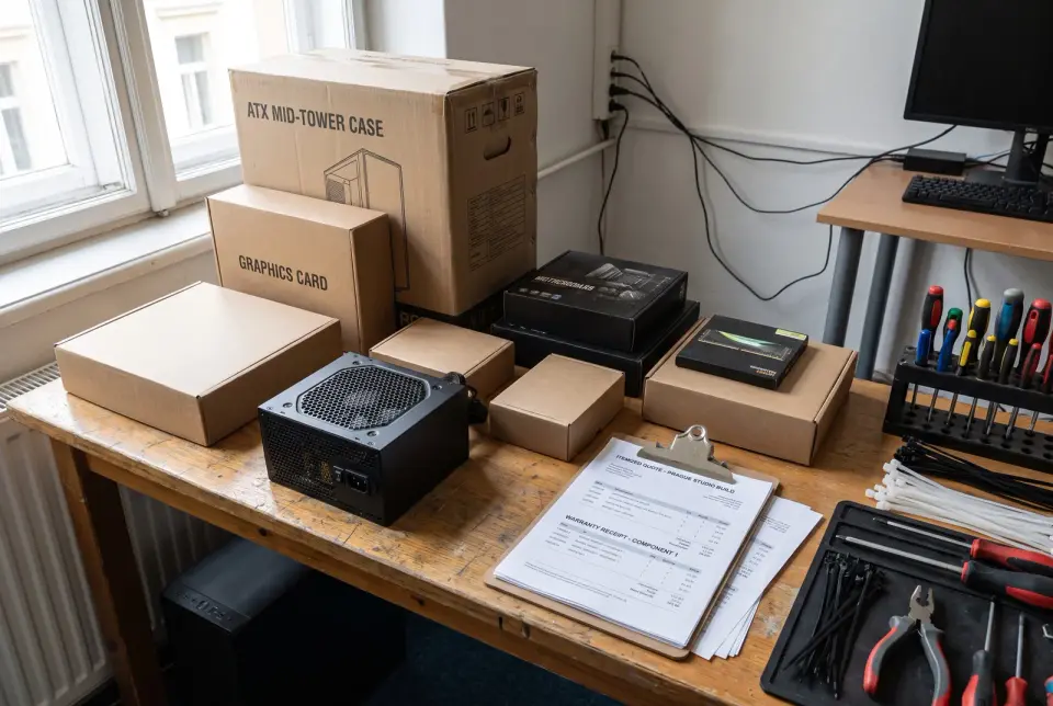 For a PC build you get a part-by-part budget and receipts with warranties.