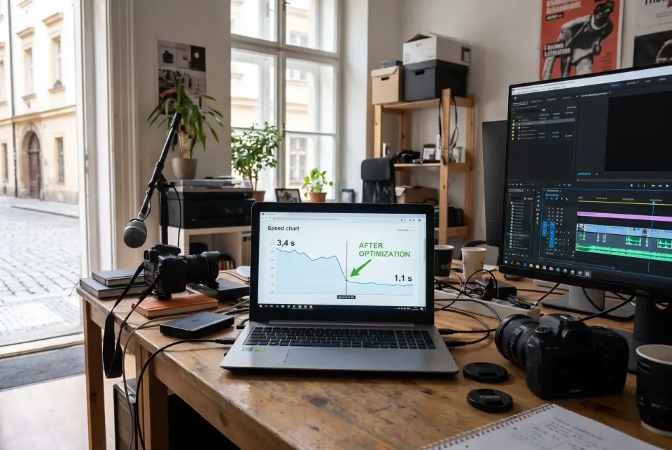 We measure speed before and after, on real visits to your site.