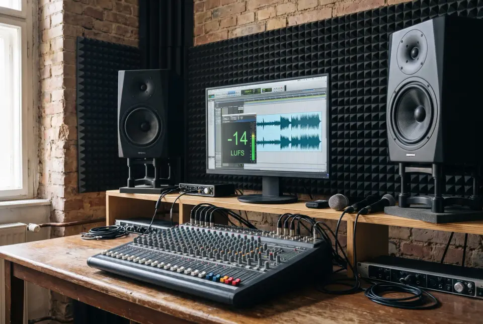 Mixing and mastering follow loudness standards for Spotify, YouTube and radio.