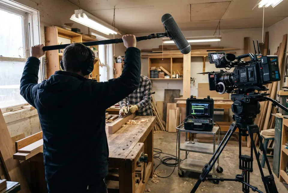 Sound for video is mixed by the same people who shoot it, so picture and sound match first time.
