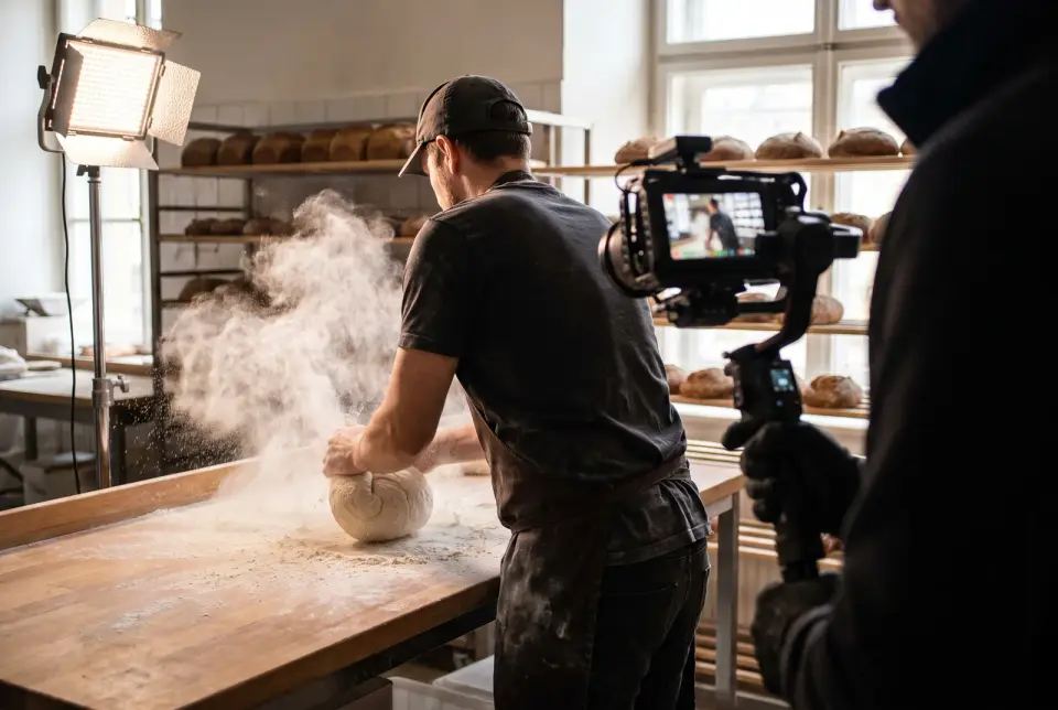 Script, shoot day, edit, color and sound are all done in-house, so you talk directly to the people who will hold the camera.
