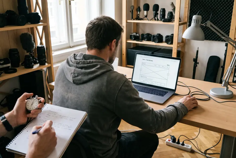 We test the prototype with five to eight people from your audience who get a task and no hints.