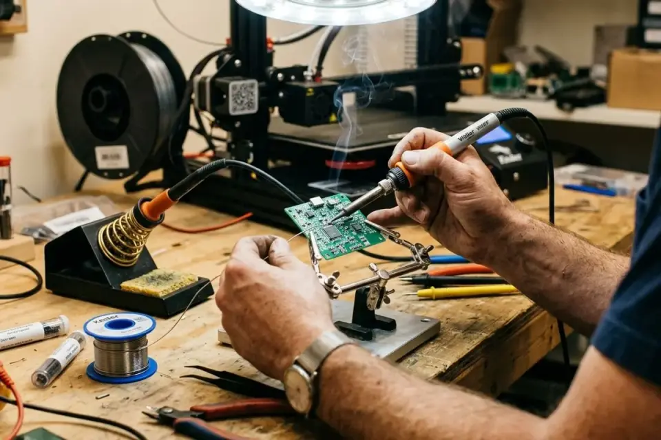 Soldering and printing parts for hardware projects